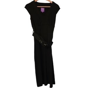 COCO & tashi belted cap sleeve v-neck midi dress flared corpcore office siren
